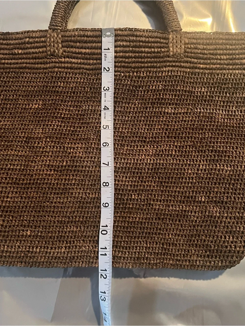 Ibeliv Woven Raffia Satchel Tote in Brown